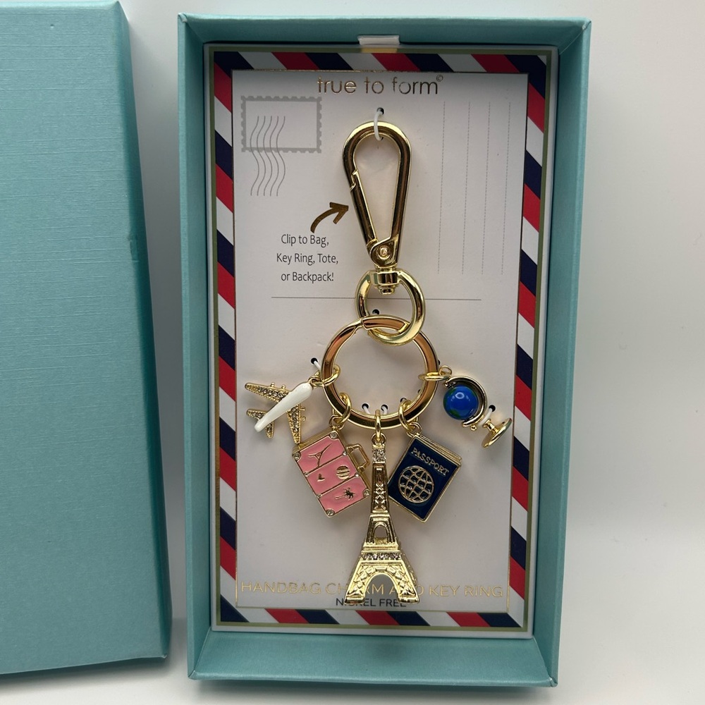 *New* True to Form Traveling and Eiffel Tower Handbag Charm and Key Ring - Picture 2 of 4